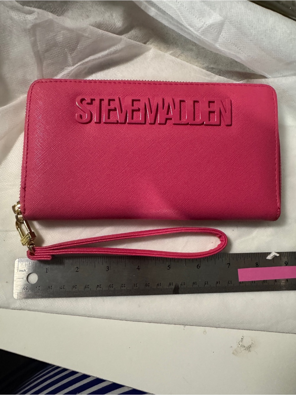 Steve Madden Hot Pink Zip-Around Wristlet Wallet with Removable Strap